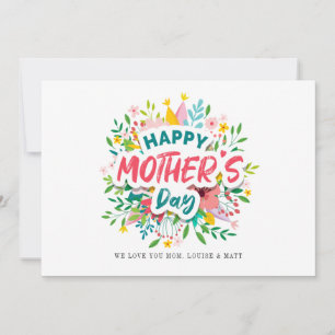 Happy Mothers Day Bright Botanical Floral Custom Kaart