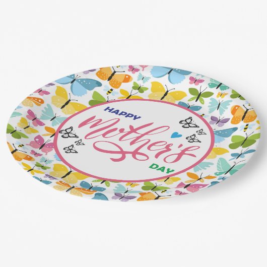 Happy Mothers Day Butterflies Papieren Bordje (Gekanteld)