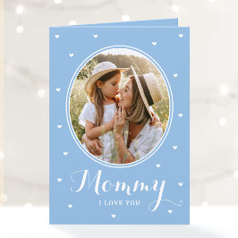 Happy Mother's Day Custom Photos Script Blue Cute Kaart