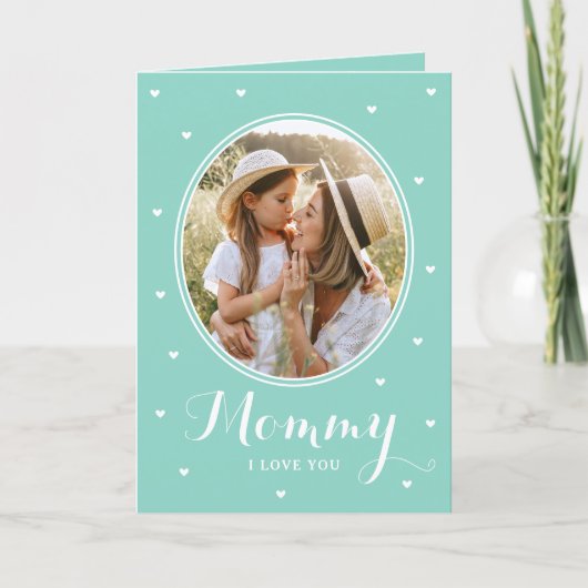 Happy Mother's Day Custom Photos Script Mint Cute Kaart (Voorkant)