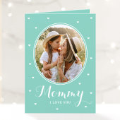 Happy Mother's Day Custom Photos Script Mint Cute Kaart