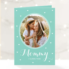 Happy Mother's Day Custom Photos Script Mint Cute Kaart