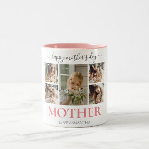 Happy Mothers Day Eenvoudig Modern Script Vijf Fot Tweekleurige Koffiemok