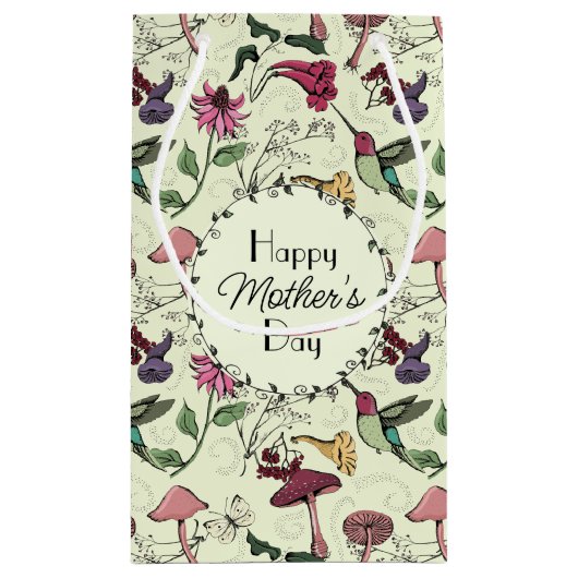 Happy Mothers Day Enchanted Garden kolibrie Klein Cadeauzakje (Achterkant)