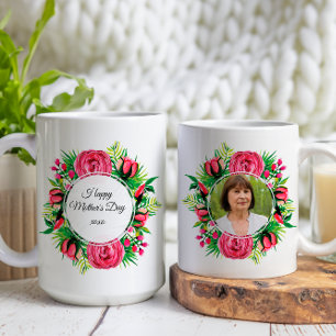 Happy Mothers Day Floral Custom Foto Koffiemok