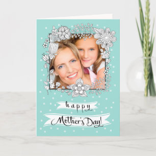 Happy Mother's Day. Floral Frame Custom Photo Card Kaart