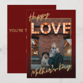 Happy Mothers Day Gold Foil Texture Carte photo (Devant / Derrière)