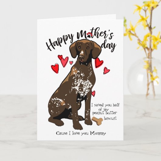 Happy Mothers Day Kaart - Uw kortharige pointer (Gele Bloem)
