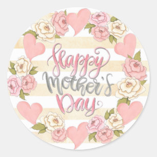 Happy Mothers Day krans Ronde Sticker