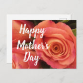 Happy Mothers Day Modern Coral Roos Floral Feestdagenkaart (Voorkant / Achterkant)