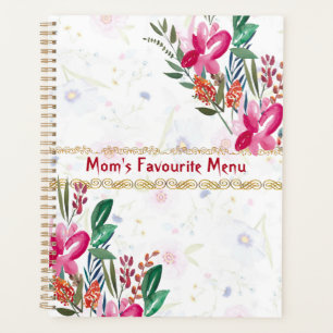 Happy Mothers Day Moms Favorite Menu Pink Flowers Planner