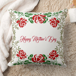 Happy Mothers Day Red Rose Floral Greeneral Cute Kussen