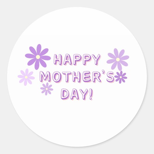 Happy Mothers Day Ronde Sticker (Voorkant)