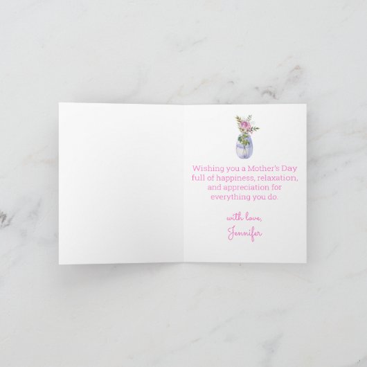 Happy Mothers Day Roze Bloemen Minimalist Kaart (Binnen)