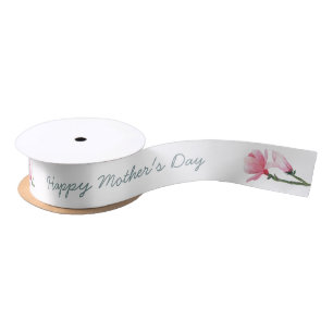 Happy Mothers Day - Roze Magnolia Flowers op White Lint