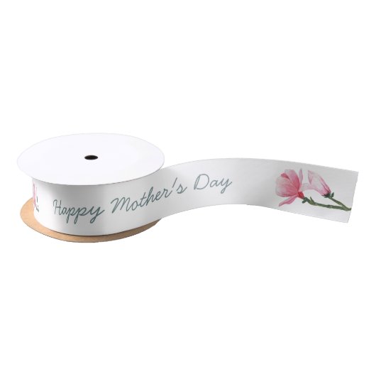 Happy Mothers Day - Roze Magnolia Flowers op White Lint (Spoel)