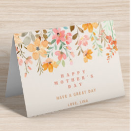 Happy Mothers Day Roze Waterverf Flowers Folie Feestdagenkaart