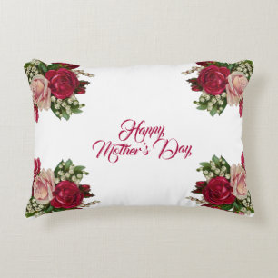 Happy Mothers Day Rustic Rozen Floral Greenery Accent Kussen