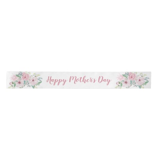 Happy Mothers Day Script Roze Peony Floral Sprays Lint (Voorkant)