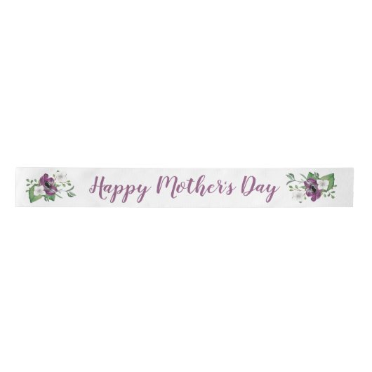 Happy Mothers Day Script w Wild Roos Bloemen Spray Lint (Voorkant)