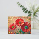 Happy Mother's Day Three Red Daisies Custom Text Briefkaart (Staand voorkant)