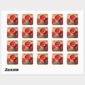 Happy Mother's Day Three Red Daisies Custom Text Vierkante Sticker (Vel)
