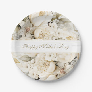 Happy Mother's Day Vanilla cream Floral script Papieren Bordje