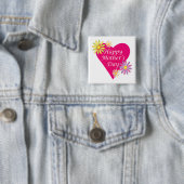 Happy Mothers Day Vierkante Button 5,1 Cm (In situ)