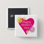 Happy Mothers Day Vierkante Button 5,1 Cm (Voorkant /achterkant)