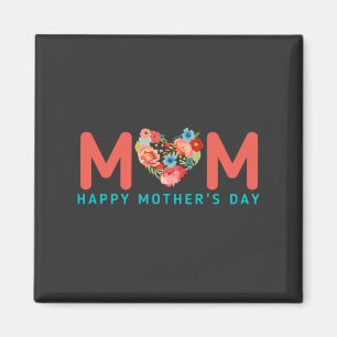Happy Mothers Day with Love and Flowers Colorful Magneet