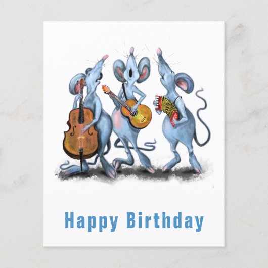 Happy Mouse Music Band Fun Birthday Flyer (Voorkant)