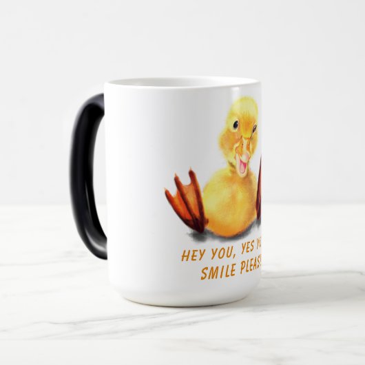 Happy Mug Funny Yellow Duck - Texte personnalisé (Devant gauche)