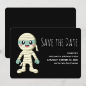 Happy Mummy Halloween Monster Save the Date (Voorkant / Achterkant)
