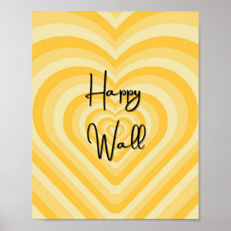 HAPPY Mur affiche murale jaune
