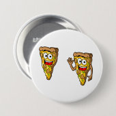 Happy Mushroom Pizza Slices Ronde Button 7,6 Cm (Voorkant /achterkant)