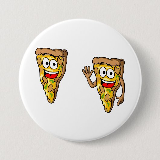Happy Mushroom Pizza Slices Ronde Button 7,6 Cm (Voorkant)