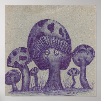 Happy Mushroom-Prints Poster