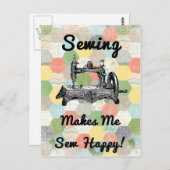 Happy  naaien briefkaart (Voorkant / Achterkant)