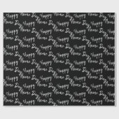 Happy Name Day-tekst op zwart Cadeaupapier (Vlak)