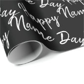 Happy Name Day-tekst op zwart Cadeaupapier (Rol Hoek)