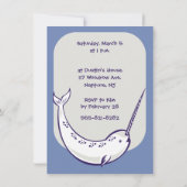 Happy Narwhal Birthday Party Invitation Kaart (Achterkant)