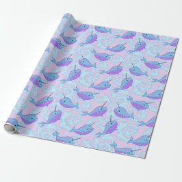 Happy Narwhal Pattern Wrapping Paper Cadeaupapier