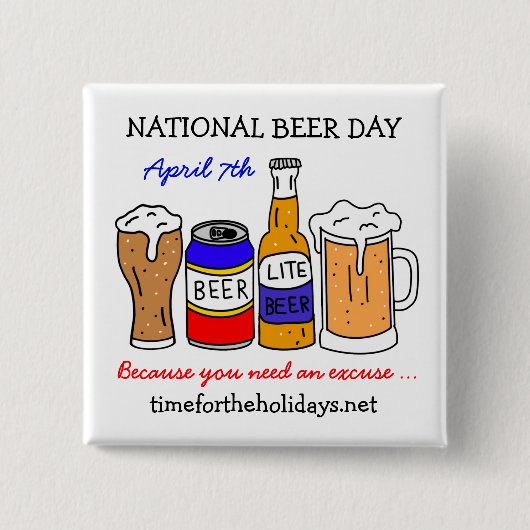 Happy National Beer Day - 7 april Vierkante Button 5,1 Cm (Voorkant)