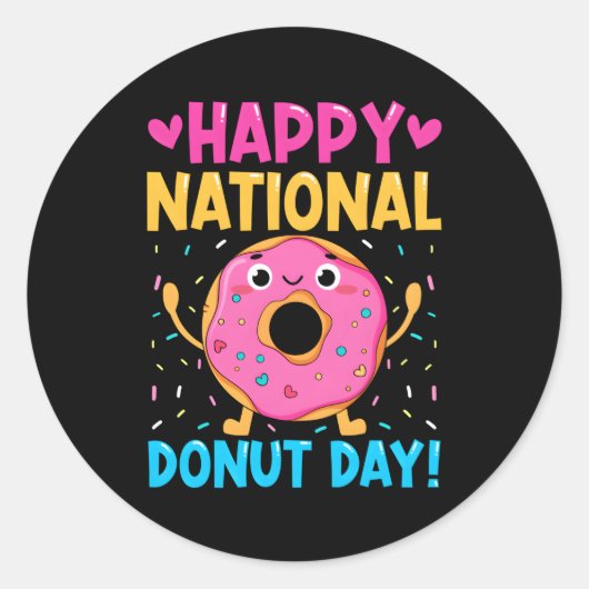 Happy National Donuts Day Baking Baker Ronde Sticker (Voorkant)