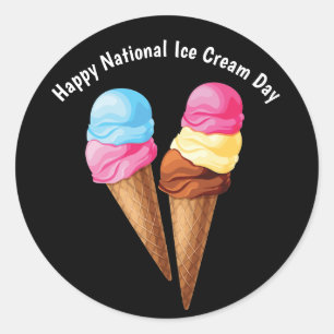 Happy National Ice Cream Day Ronde Sticker