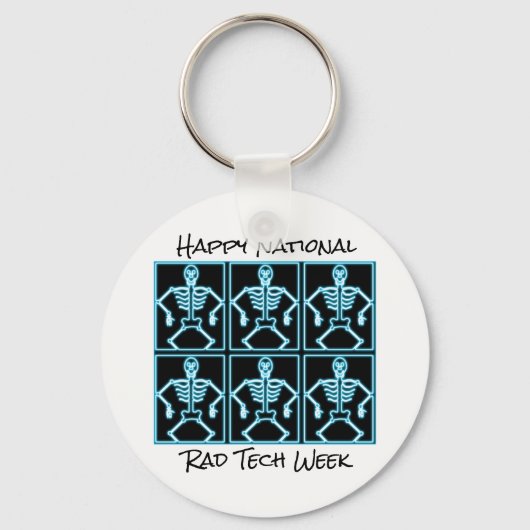"Happy National Rad Tech Week" met skeletten Sleutelhanger (Voorkant)