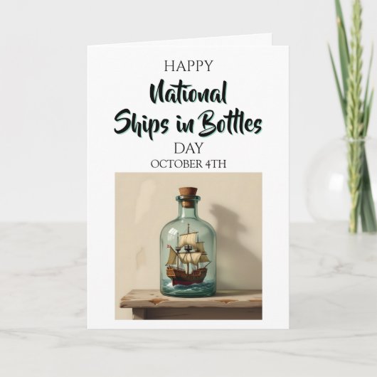 Happy National Ships in Bottles Day (4 oktober) Kaart (Voorkant)
