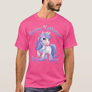 Happy National Unicorn Day Meisjes Kinder Vrouwen T-shirt