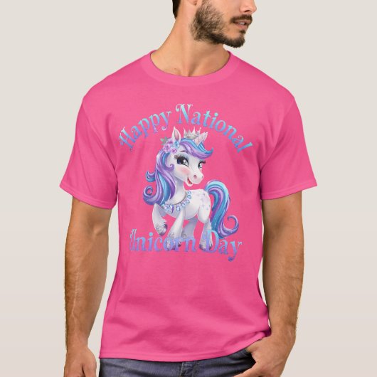 Happy National Unicorn Day Meisjes Kinder Vrouwen T-shirt (Voorkant)
