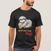 Happy New Beer/Year Funny Sloth T-Shirt (Voorkant)